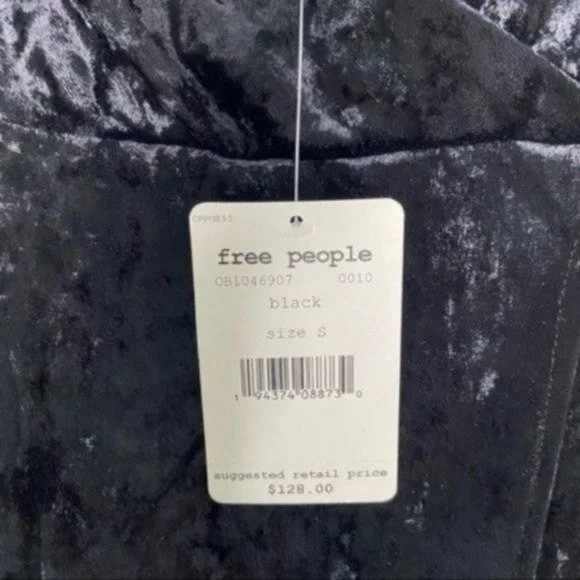 Free People Kat Velvet Black Mini Dress Size S NWT - Picture 4 of 6